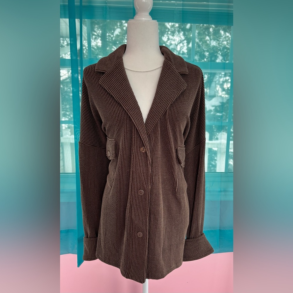 Blumin Apparel Brown Ribbed Corduroy Shacket Jacket Size 1XL